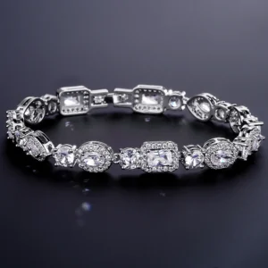 TrendMen Hiphop/Rock Trendy Square Zirconia Tennis Bracelets For Fashion Men Women Silver Color Crystal Wristlet Jewelry Bangles