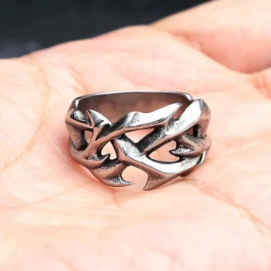 Vintage Punk Stainless Steel Crown of Thorns Rings For Men Women Hollow Out Design Fashion Party Male Jewelry Gifts Dropshipping